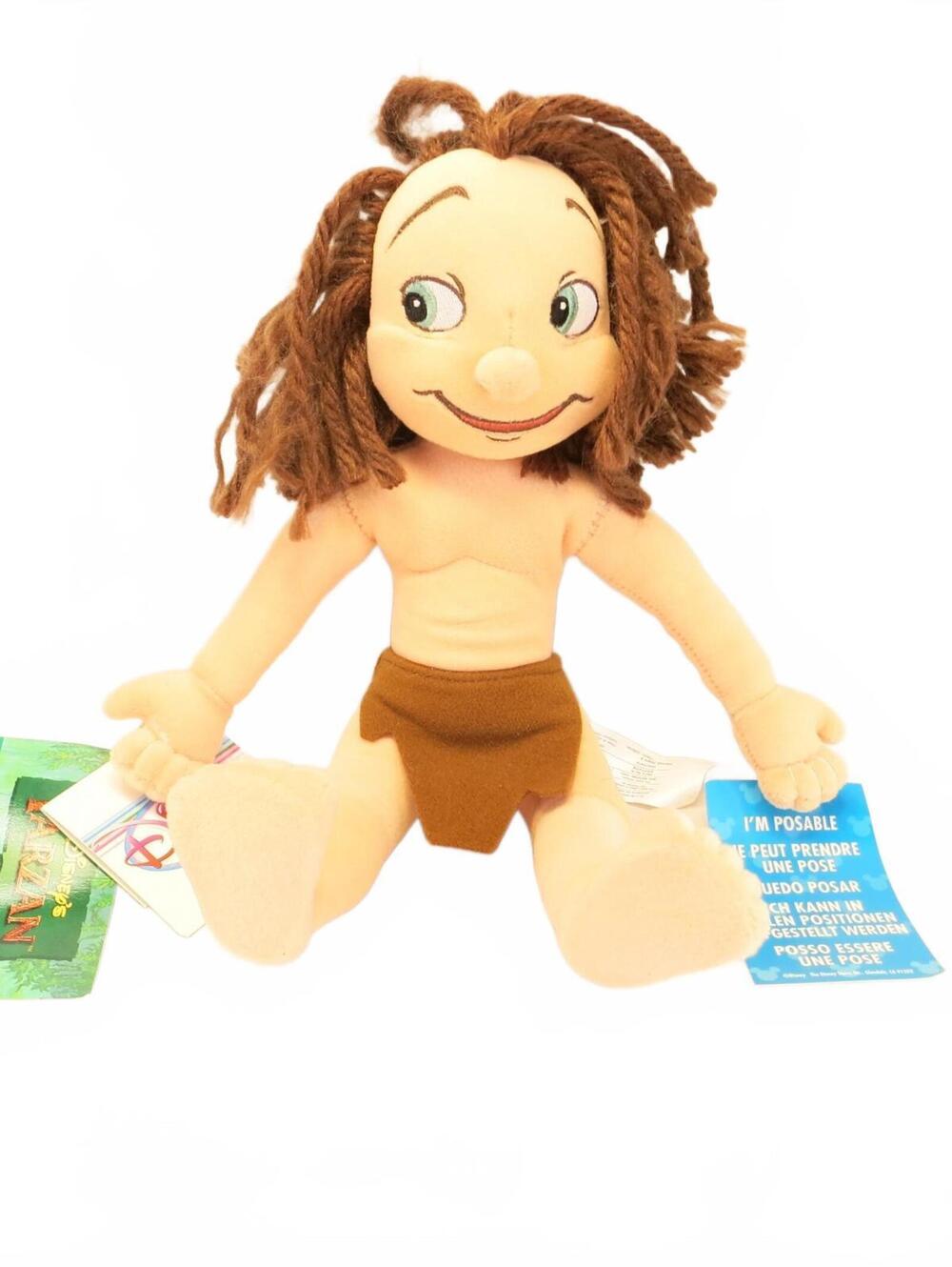 Vintage Disney Young Tarzan Boy Kid Child Plush Doll 13" Poseable